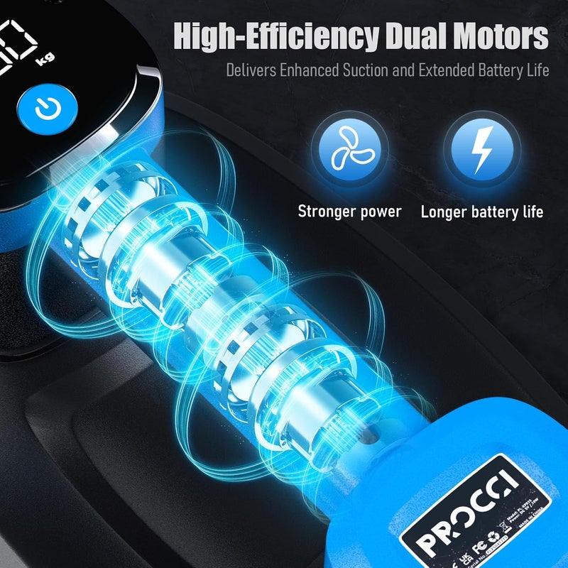 Procci Electric Battery Suction Cup – Cordless Vacuum Lifter for Tiles, Glass, Marble – Dual Motors, 660 LBS/300 KG Suction, LCD Display, 4500mAh Battery, 12h Runtime – For Smooth & Lightly Textured Surfaces - Image 4